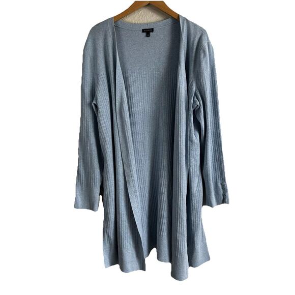 Talbots Cardigan Open Front Cuff Buttons Long Sleeve Blue Size L Career Casual - Picture 1 of 10